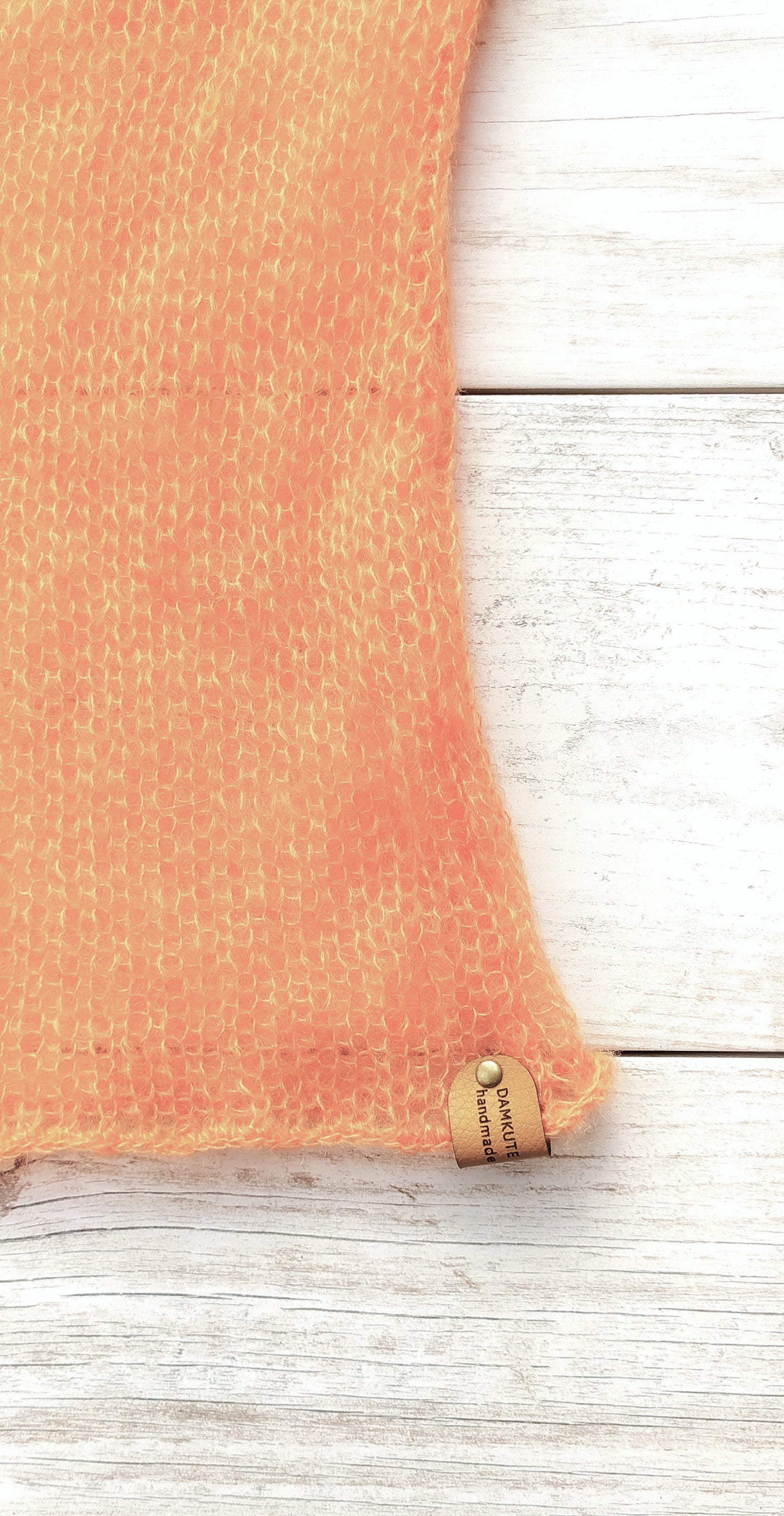 Made To Order Orange Mohair Silk Cardigan: Lightweight Knit Sweater, XS-S-M