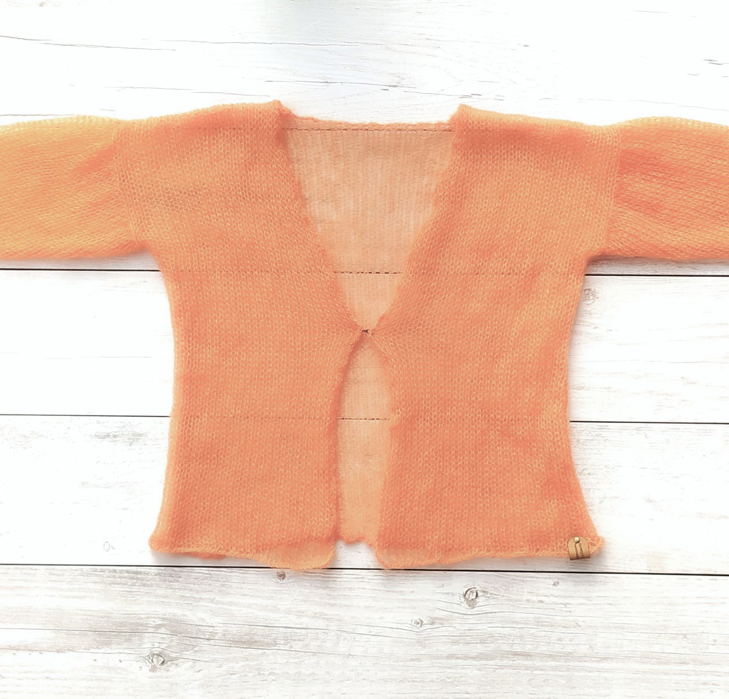 Made To Order Orange Mohair Silk Cardigan: Lightweight Knit Sweater, XS-S-M