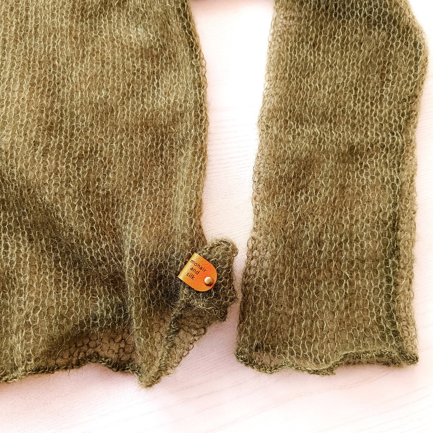 Made to Order Dark Olive Green Mohair Silk Sweater: Sheer Knit Top XS-S-M-L