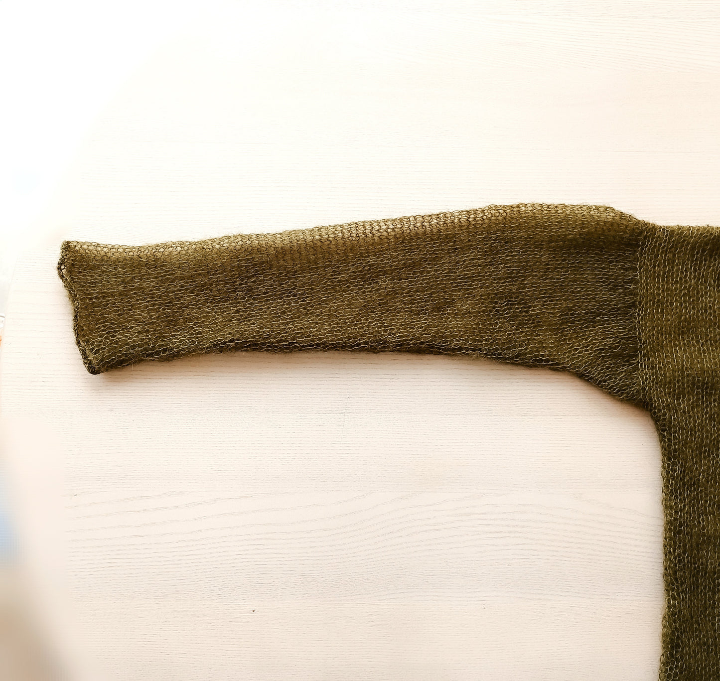Made to Order Dark Olive Green Mohair Silk Sweater: Sheer Knit Top XS-S-M-L