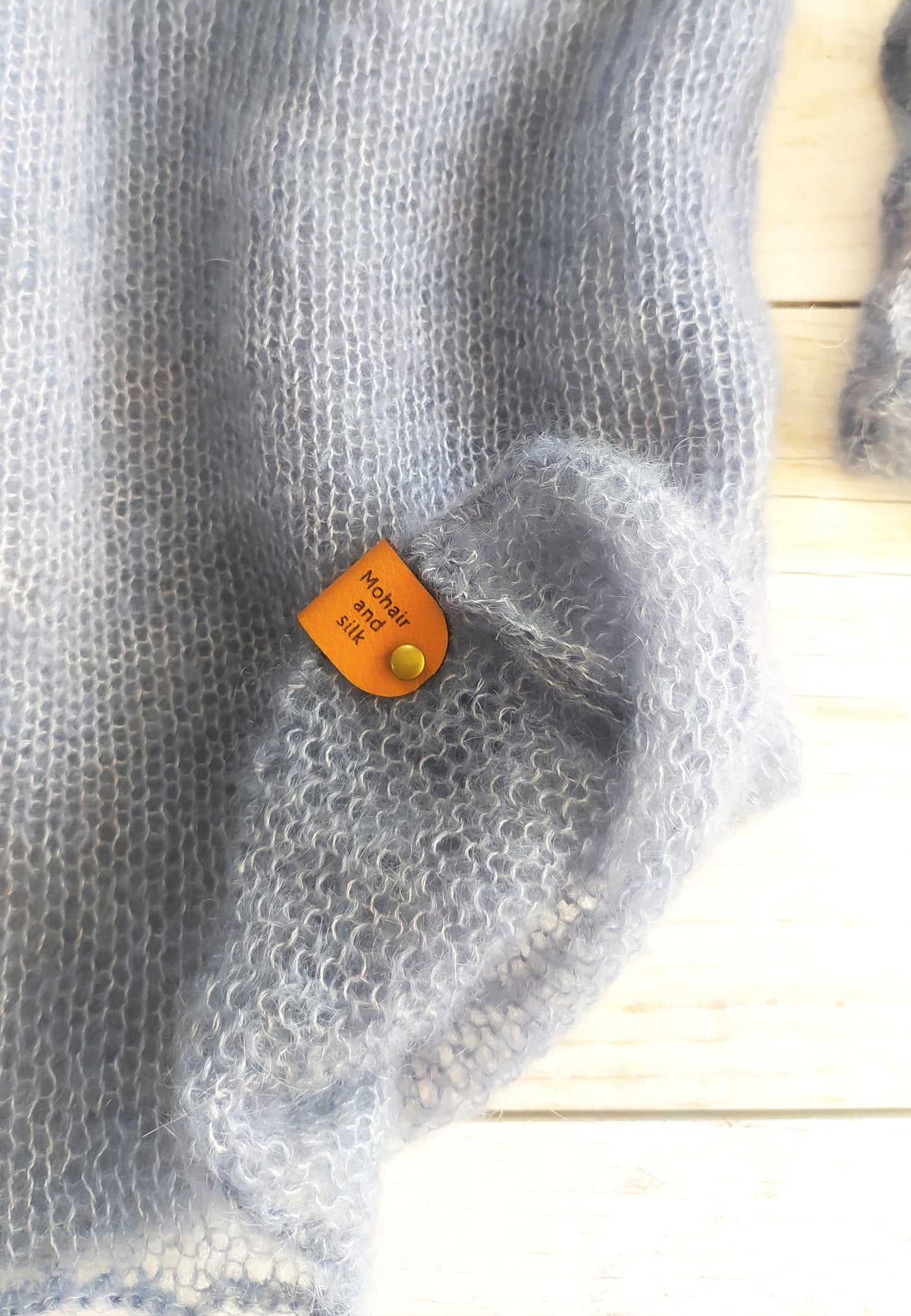 Grey Mohair Silk Sweater: Fitted Lightweight Knit Top XS-S-M