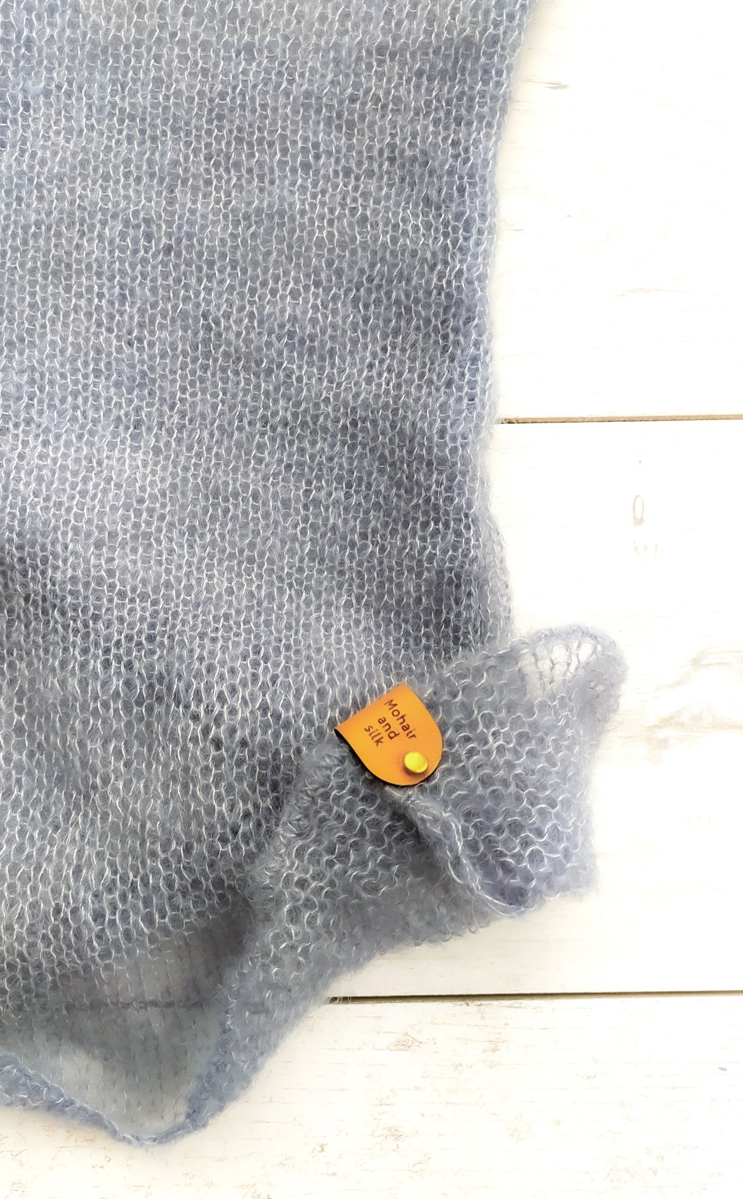 Grey Mohair Silk Sweater: Fitted Lightweight Knit Top XS-S-M