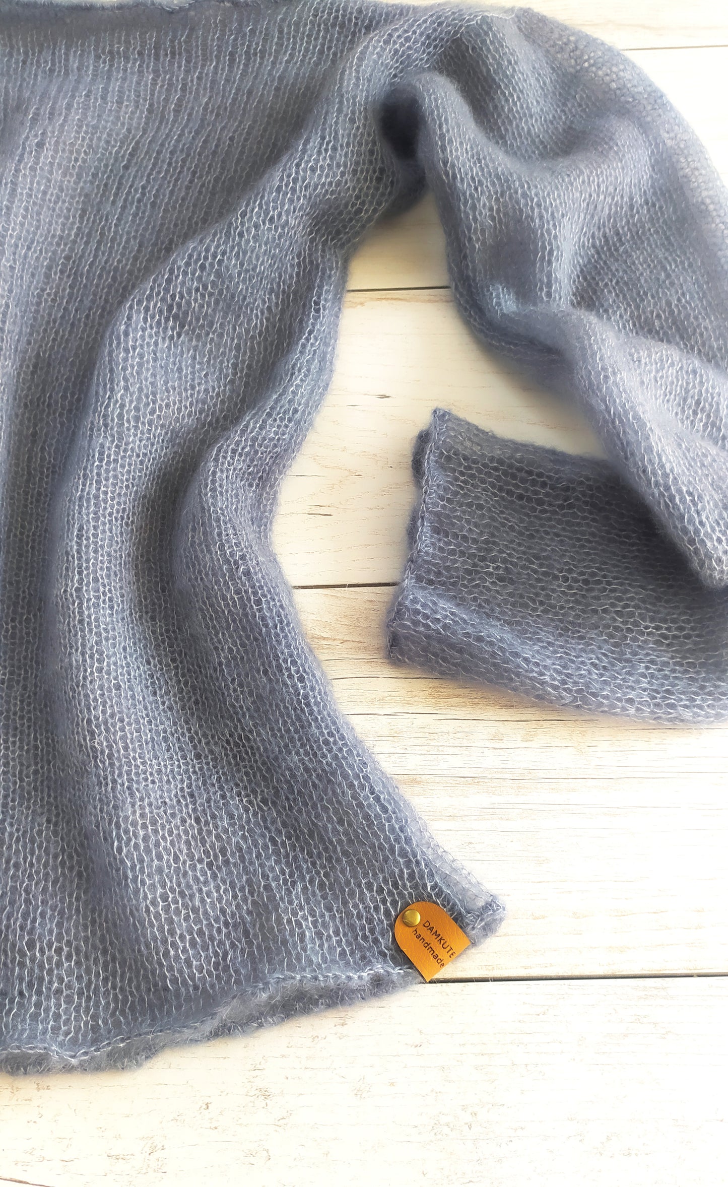 Grey Mohair Silk Sweater: Fitted Lightweight Knit Top XS-S-M