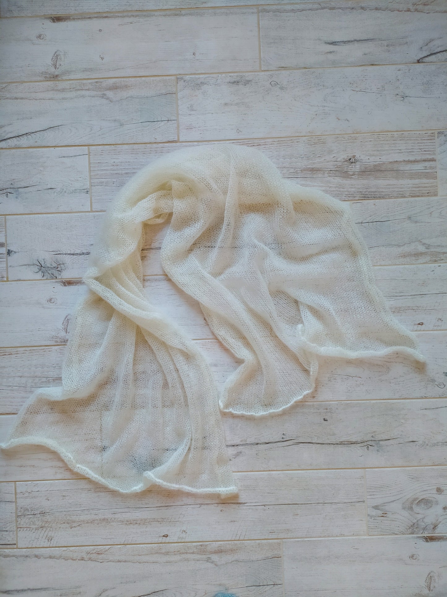 Made To Order Off White Shawl:  Soft Wrap From Mohair and Silk Yarn