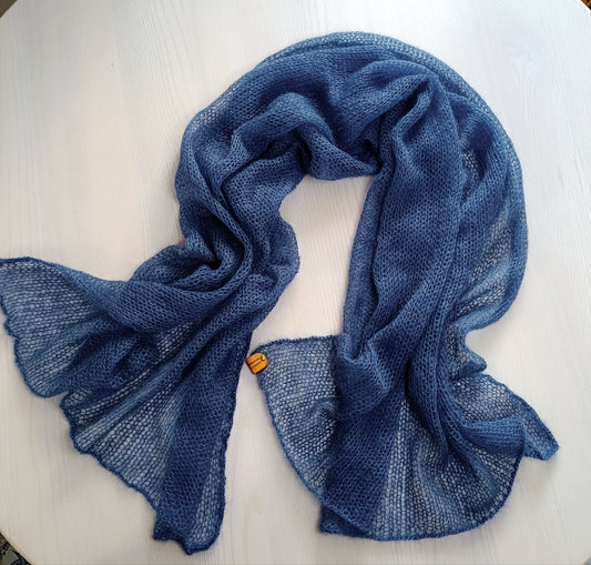 Navy Blue Mohair Silk Shawl: Lightweight Elegant Wrap, Safe Yarn