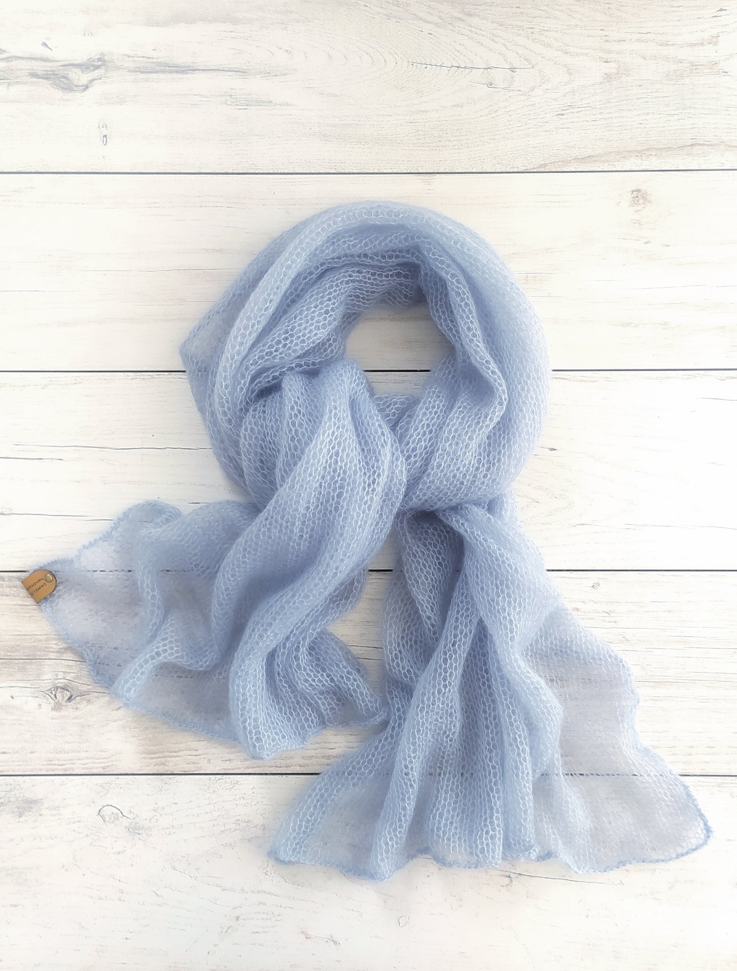Light Sky Blue Mohair Silk Shawl: Lightweight Elegant Wrap