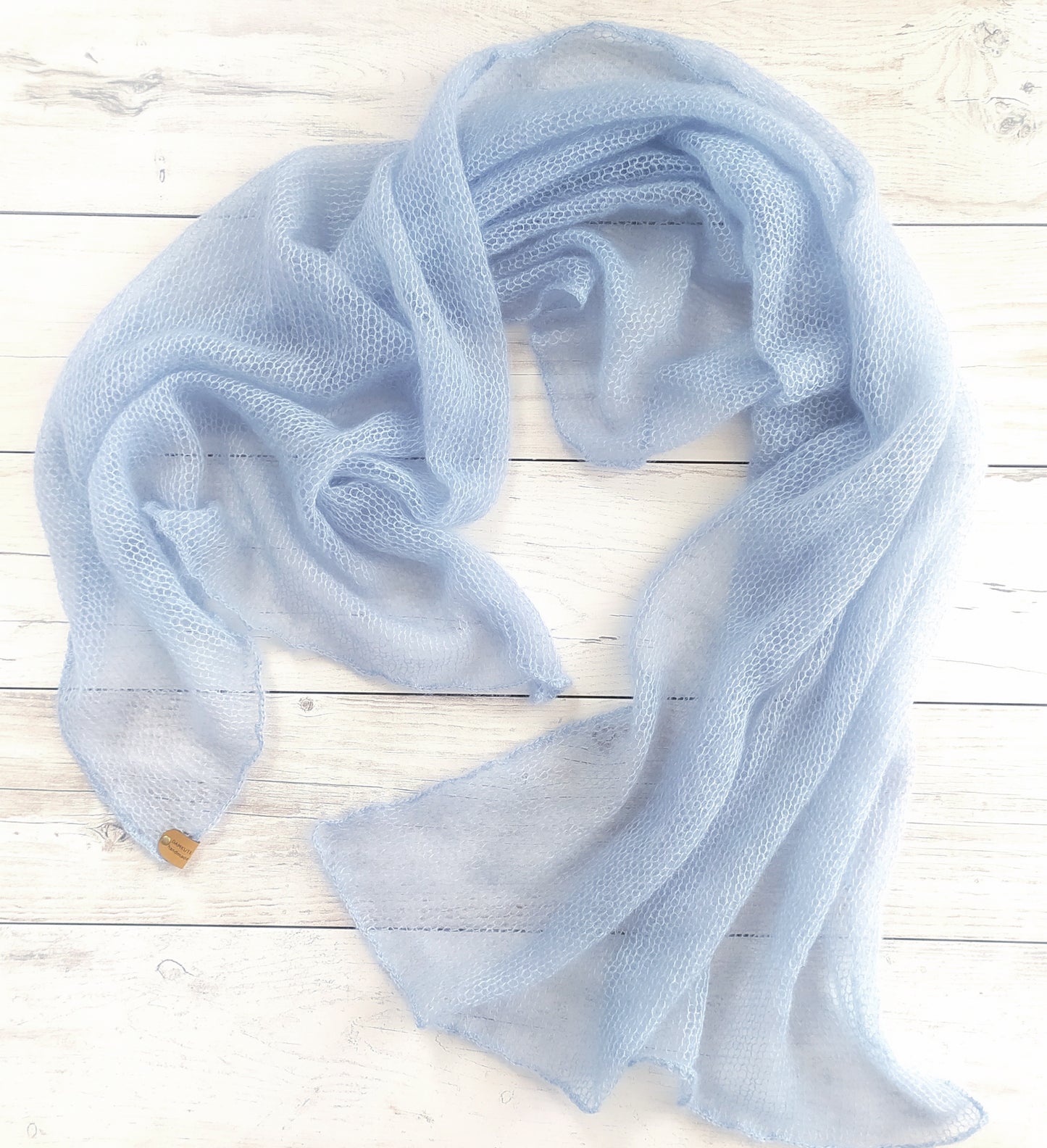 Light Sky Blue Mohair Silk Shawl: Lightweight Elegant Wrap