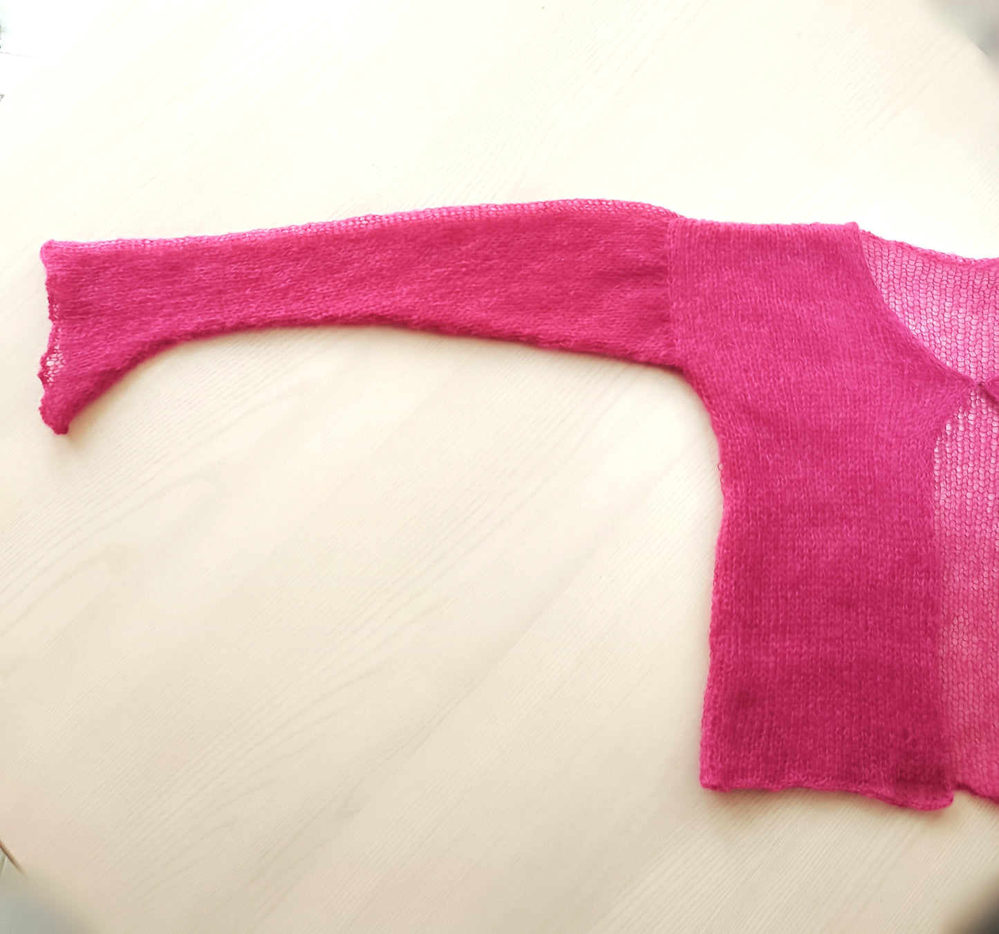 Transparent Lightweight Soft Fuchsia Color NON-ITCHY Mohair Cardigan Hook and eye closure XS-S-M