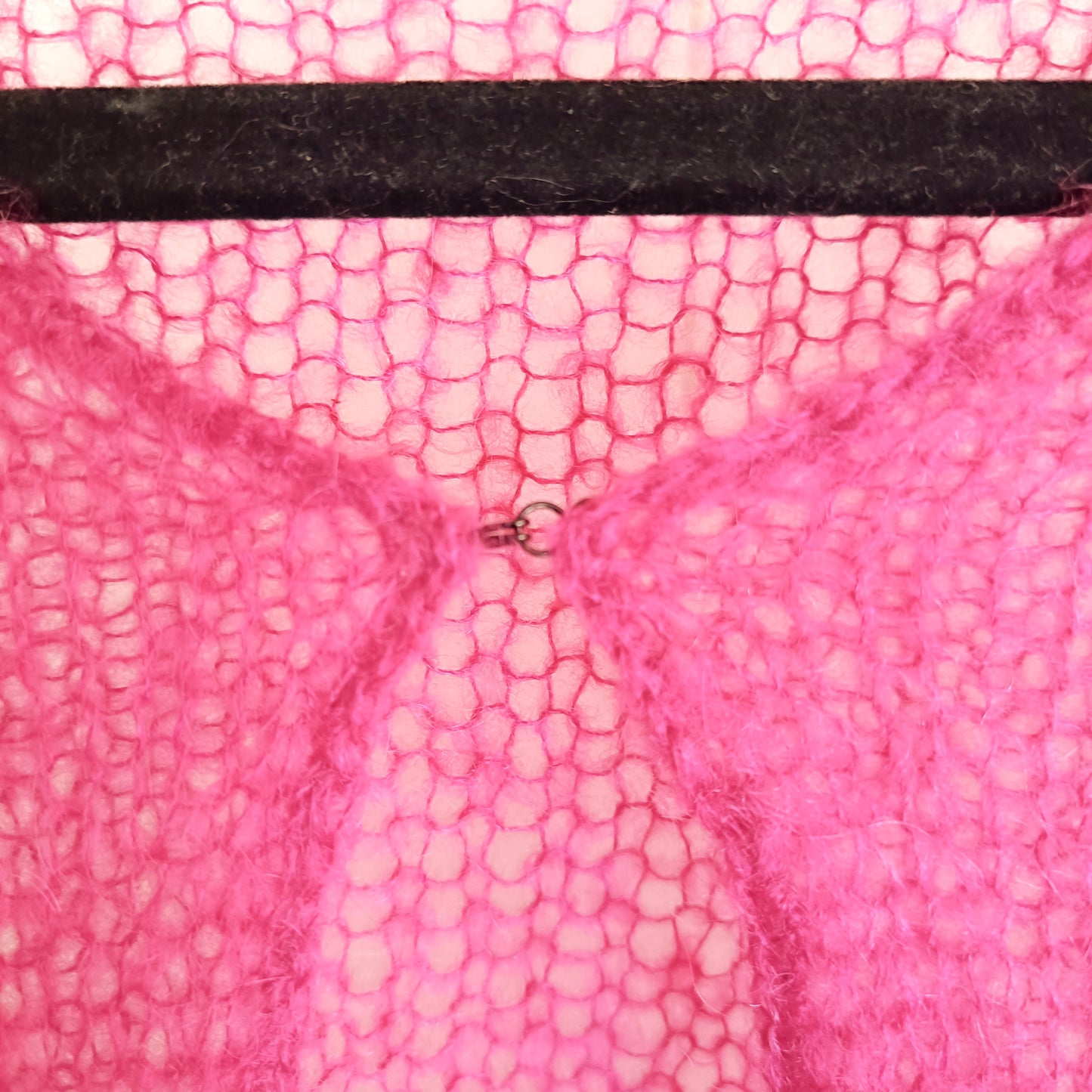 Transparent Lightweight Soft Fuchsia Color NON-ITCHY Mohair Cardigan Hook and eye closure XS-S-M