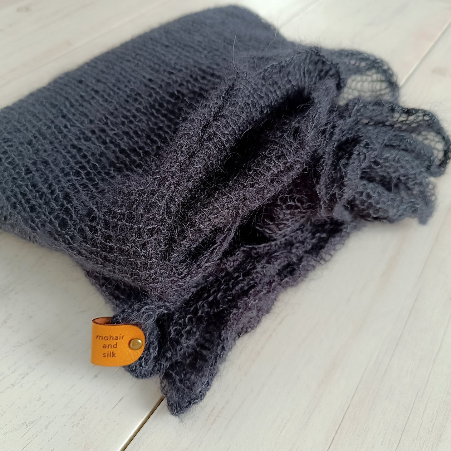 Made to Order Mohair Silk Blend Sweater: Black Lightweight Bell Sleeve Knit XS-S-M