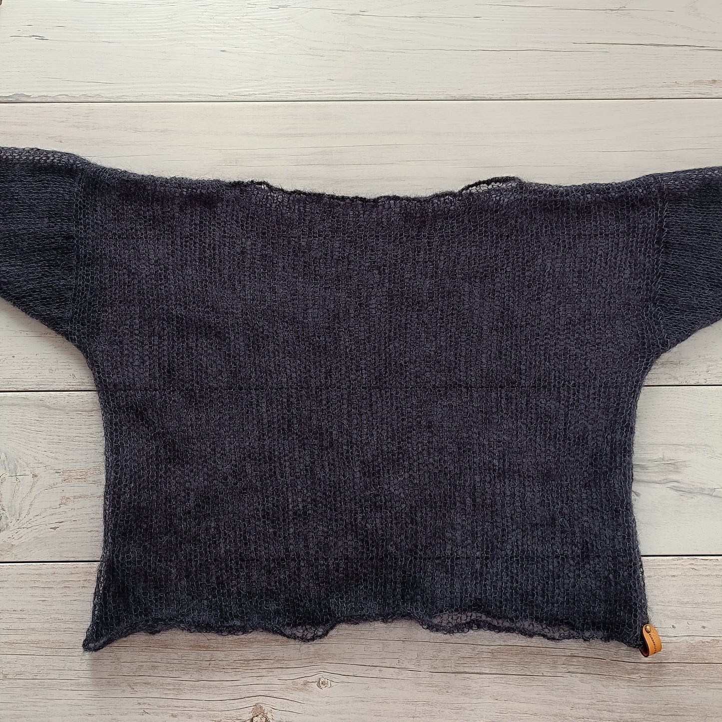Made to Order Mohair Silk Blend Sweater: Black Lightweight Bell Sleeve Knit XS-S-M
