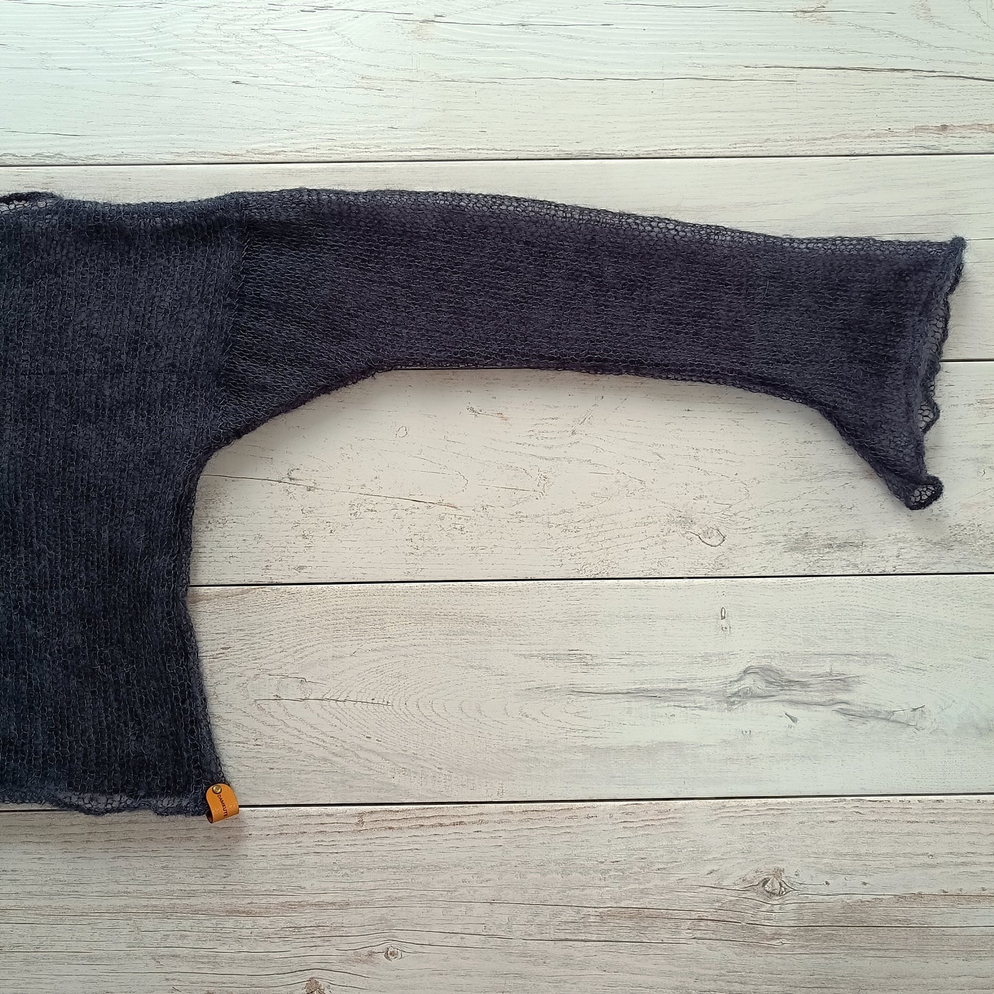 Made to Order Mohair Silk Blend Sweater: Black Lightweight Bell Sleeve Knit XS-S-M