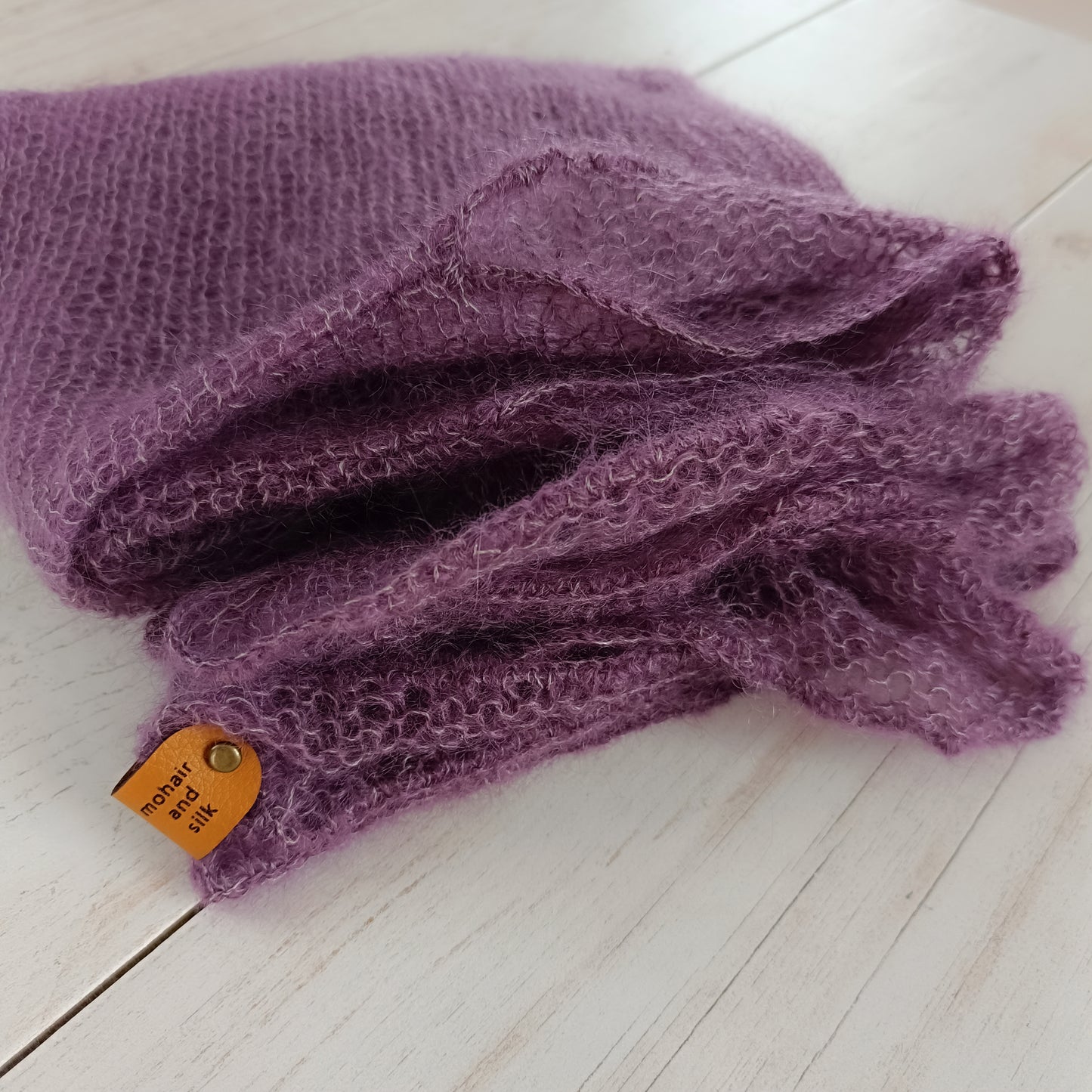 Made to Order Heather Purple Mohair Silk Sweater: Lightweight Bell Sleeve Knit XS-S-M