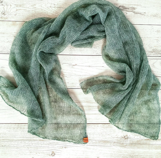 Sage Green Mohair Silk Shawl: Lightweight Elegant Wrap