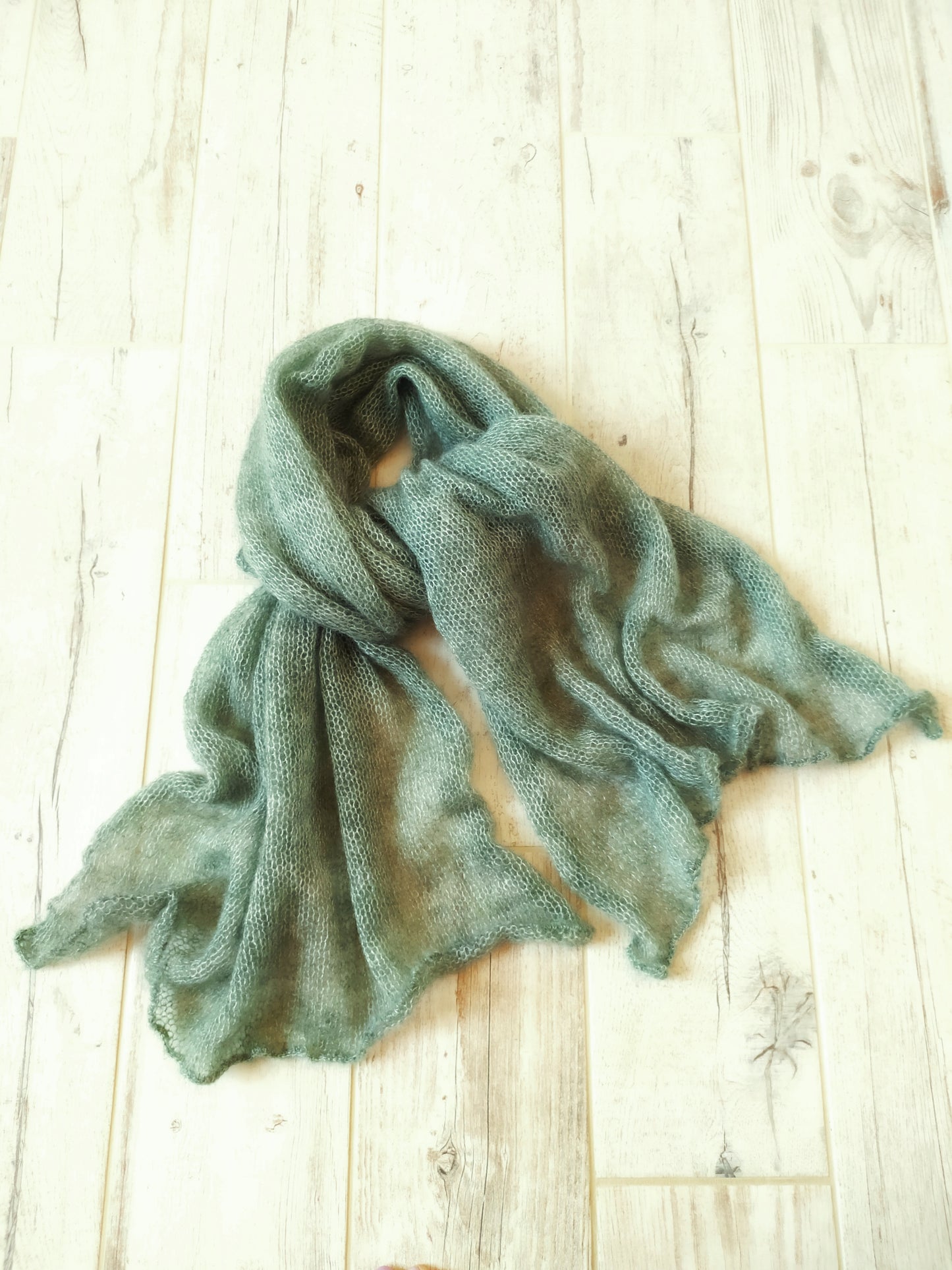 Sage Green Mohair Silk Shawl: Lightweight Elegant Wrap