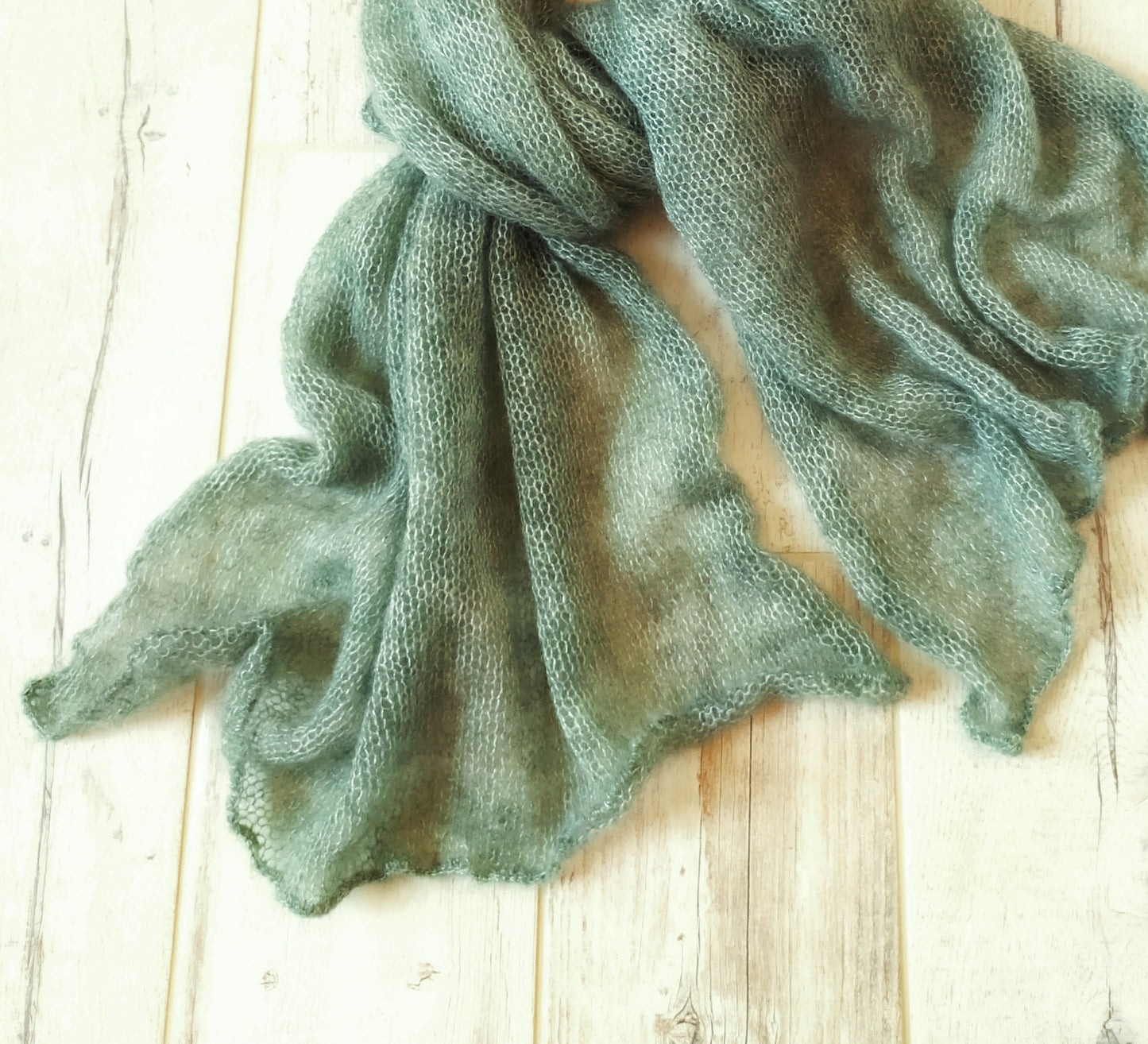 Sage Green Mohair Silk Shawl: Lightweight Elegant Wrap