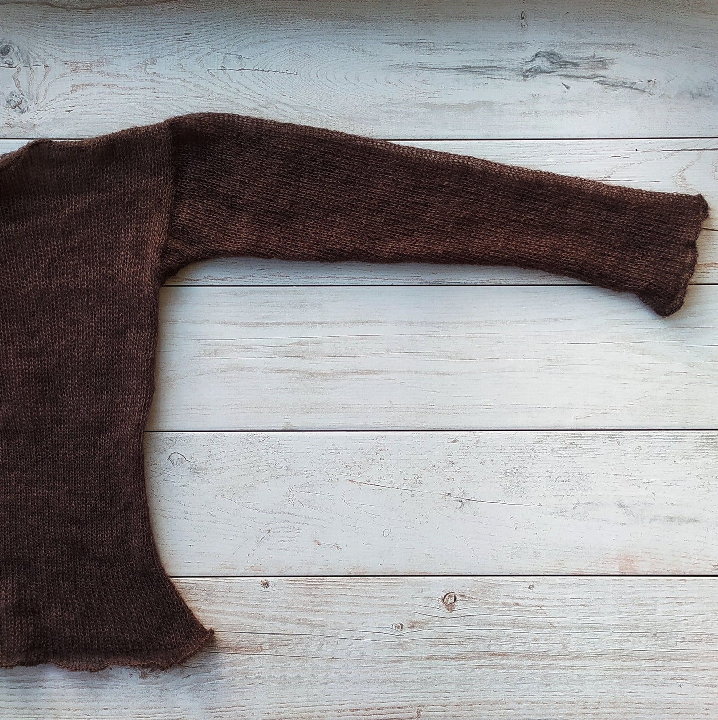 Made To Order Dark Brown Mohair Silk Sweater: Fitted Lightweight Knit Top