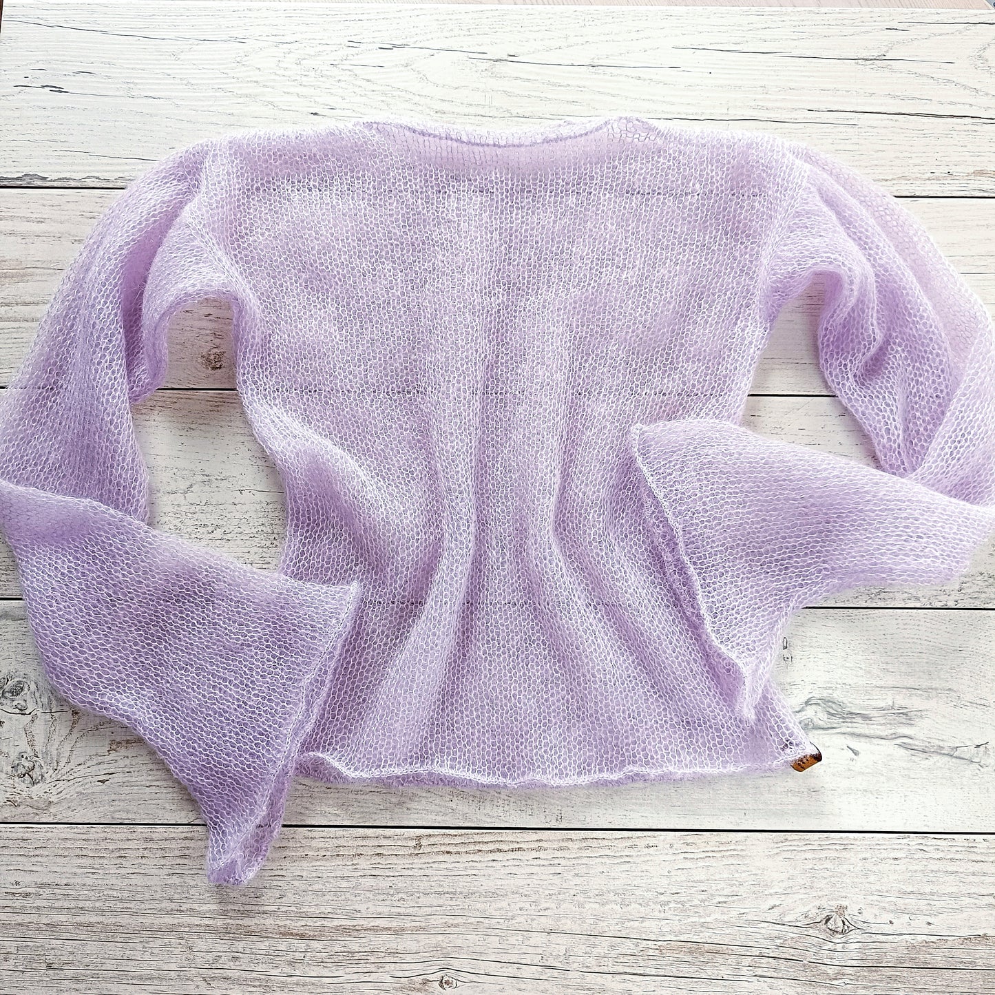 Made to Order Light Lavender Mohair Silk Sweater: Bell Sleeves
