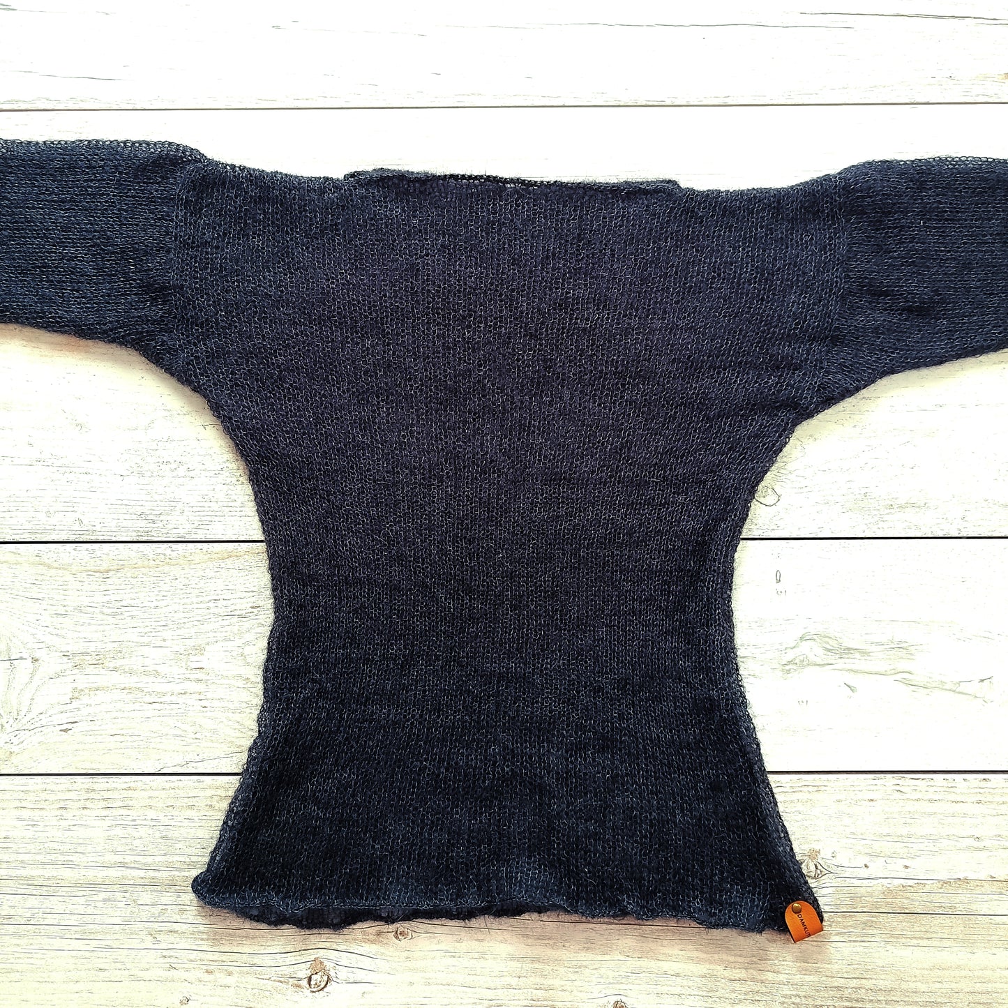 Black Mohair Silk Sweater: Fitted Lightweight Knit Top S M L XL