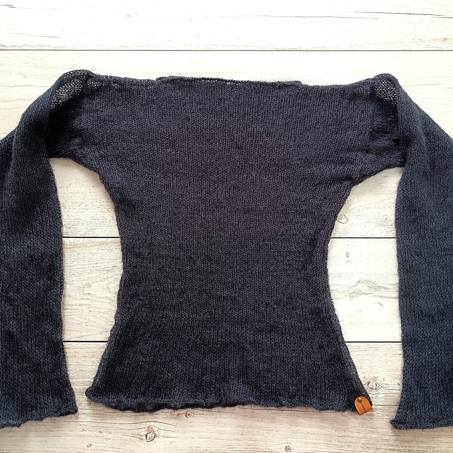Black Mohair Silk Sweater: Fitted Lightweight Knit Top S M L XL