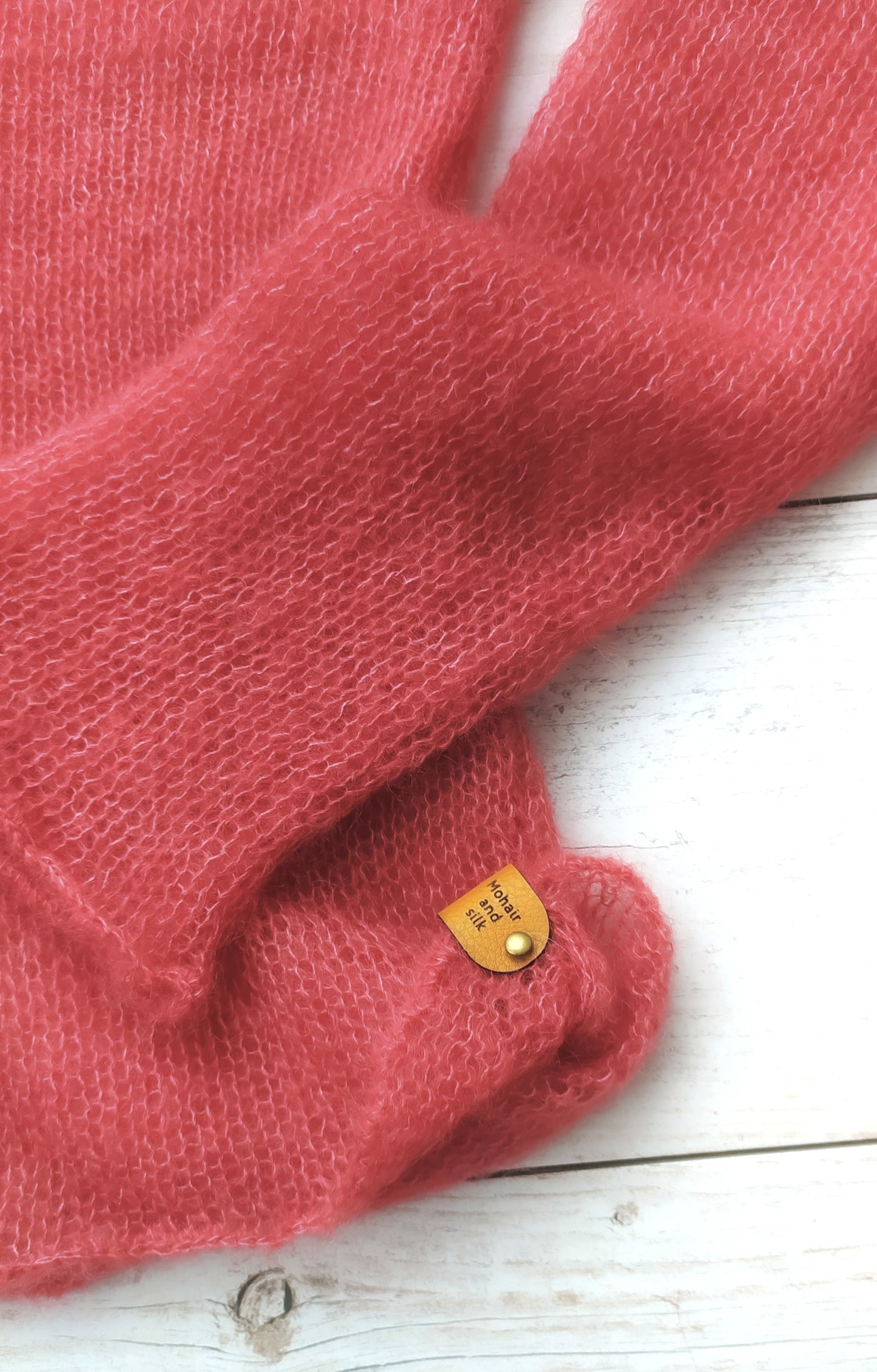 Raspberry Red Mohair Silk Sweater: Lightweight Fitted Knit Top