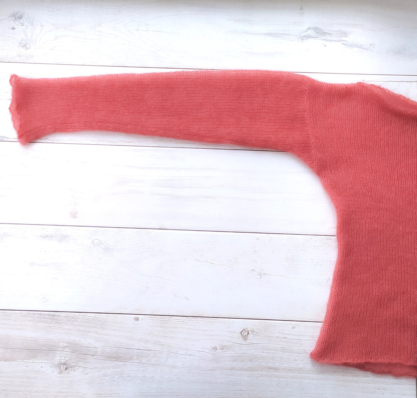 Raspberry Red Mohair Silk Sweater: Lightweight Fitted Knit Top