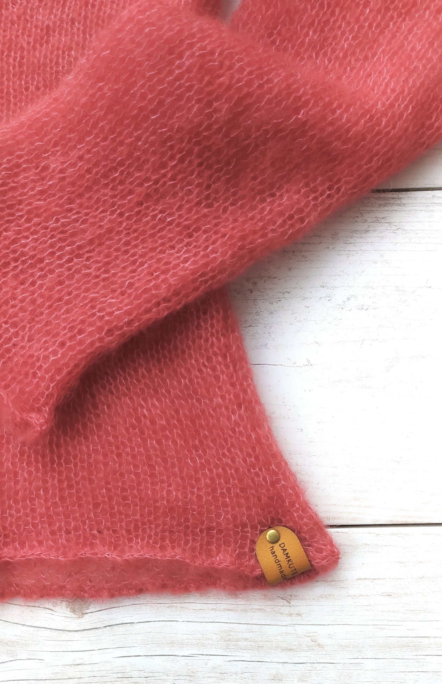 Raspberry Red Mohair Silk Sweater: Lightweight Fitted Knit Top