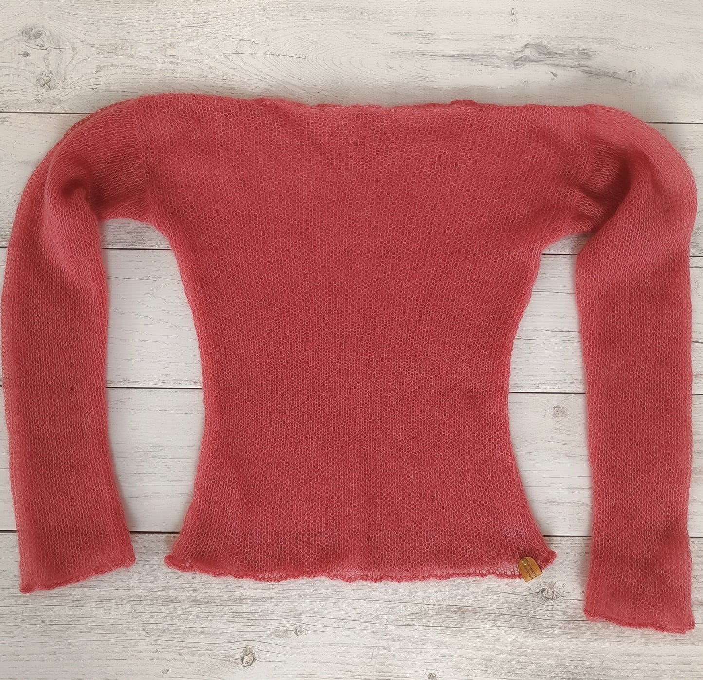 Raspberry Red Mohair Silk Sweater: Lightweight Fitted Knit Top
