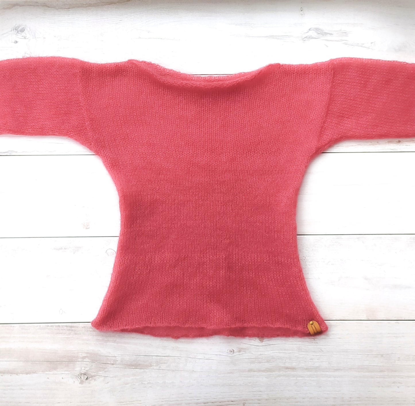 Raspberry Red Mohair Silk Sweater: Lightweight Fitted Knit Top