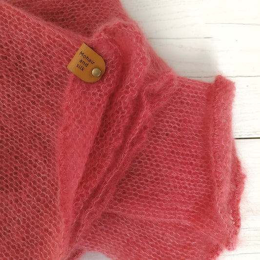 Raspberry Red XS Mohair Silk Sweater: Lightweight Fitted Knit Top