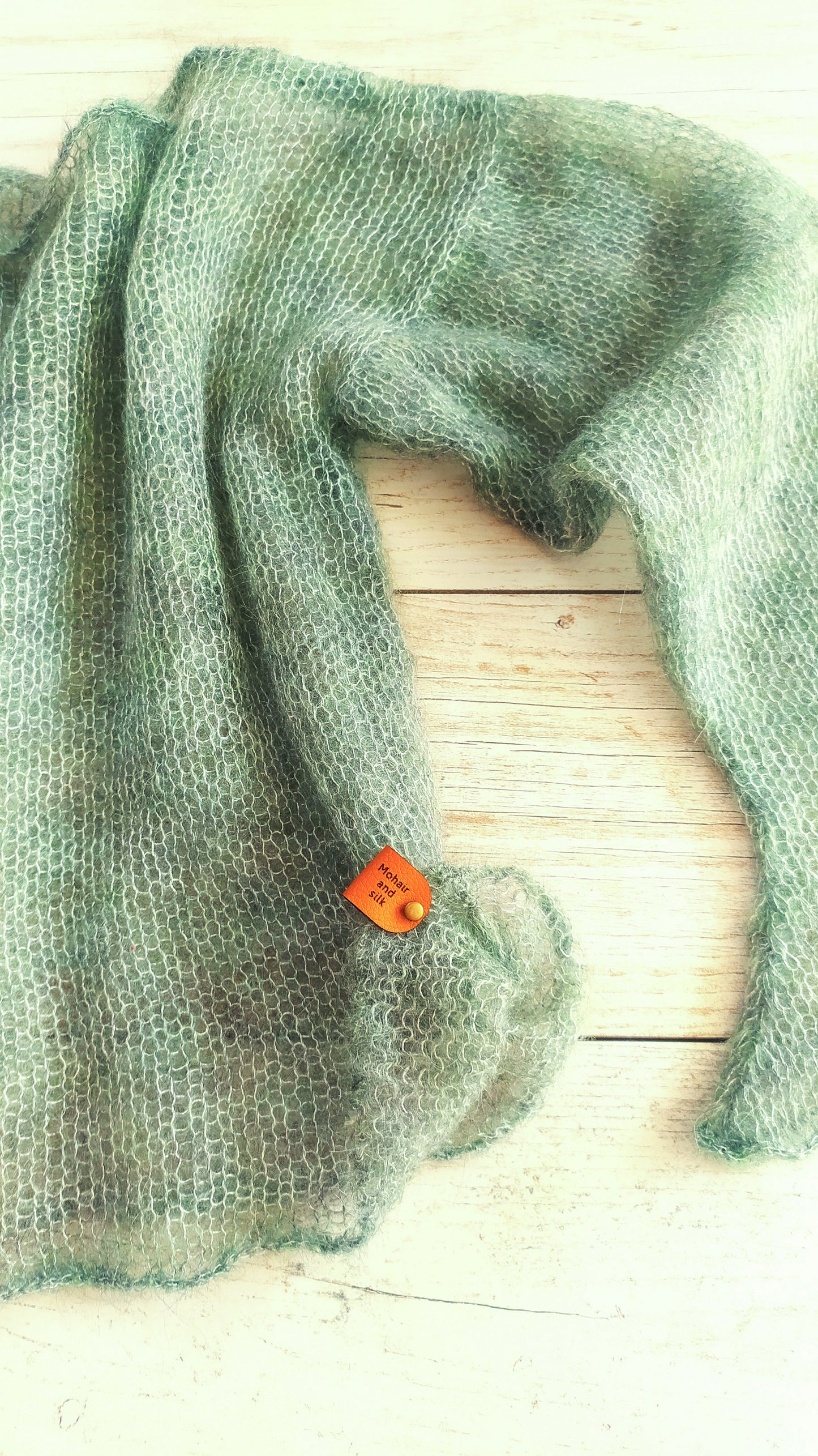 Sage Green Mohair Silk Sweater: Lightweight Bell Sleeve Top