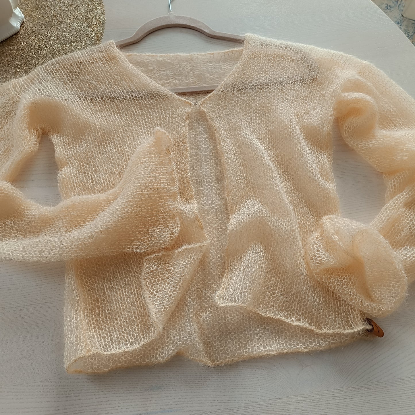 Vanilla Yellow XS-S Mohair Silk Cardigan: Lightweight Knit Sweater