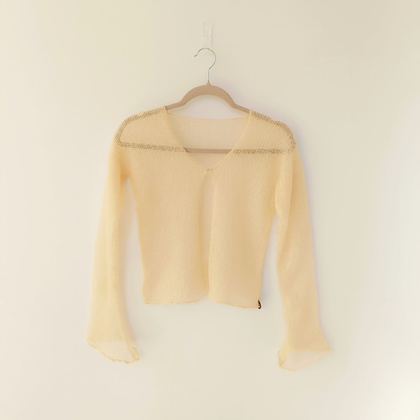 Vanilla Yellow XS-S Mohair Silk Cardigan: Lightweight Knit Sweater