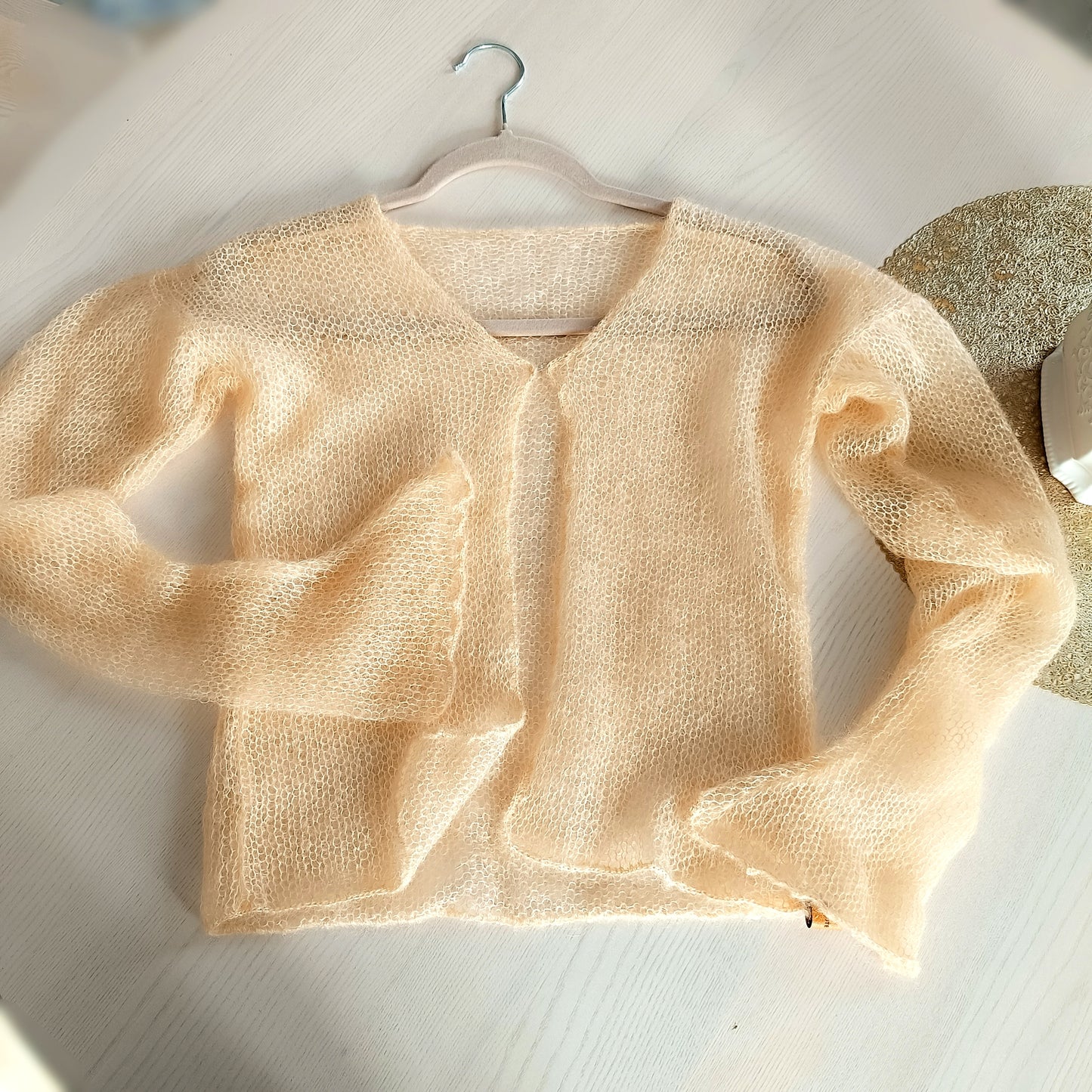 Vanilla Yellow XS-S Mohair Silk Cardigan: Lightweight Knit Sweater