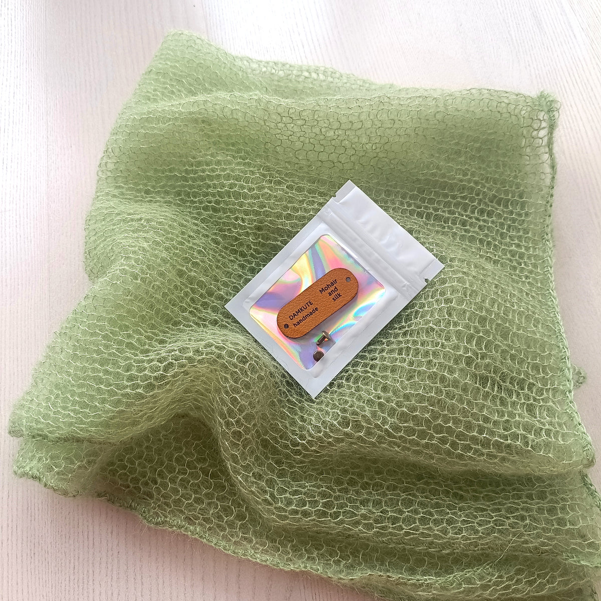 Mohair and Silk Open-Knit Square Bandana Scarf