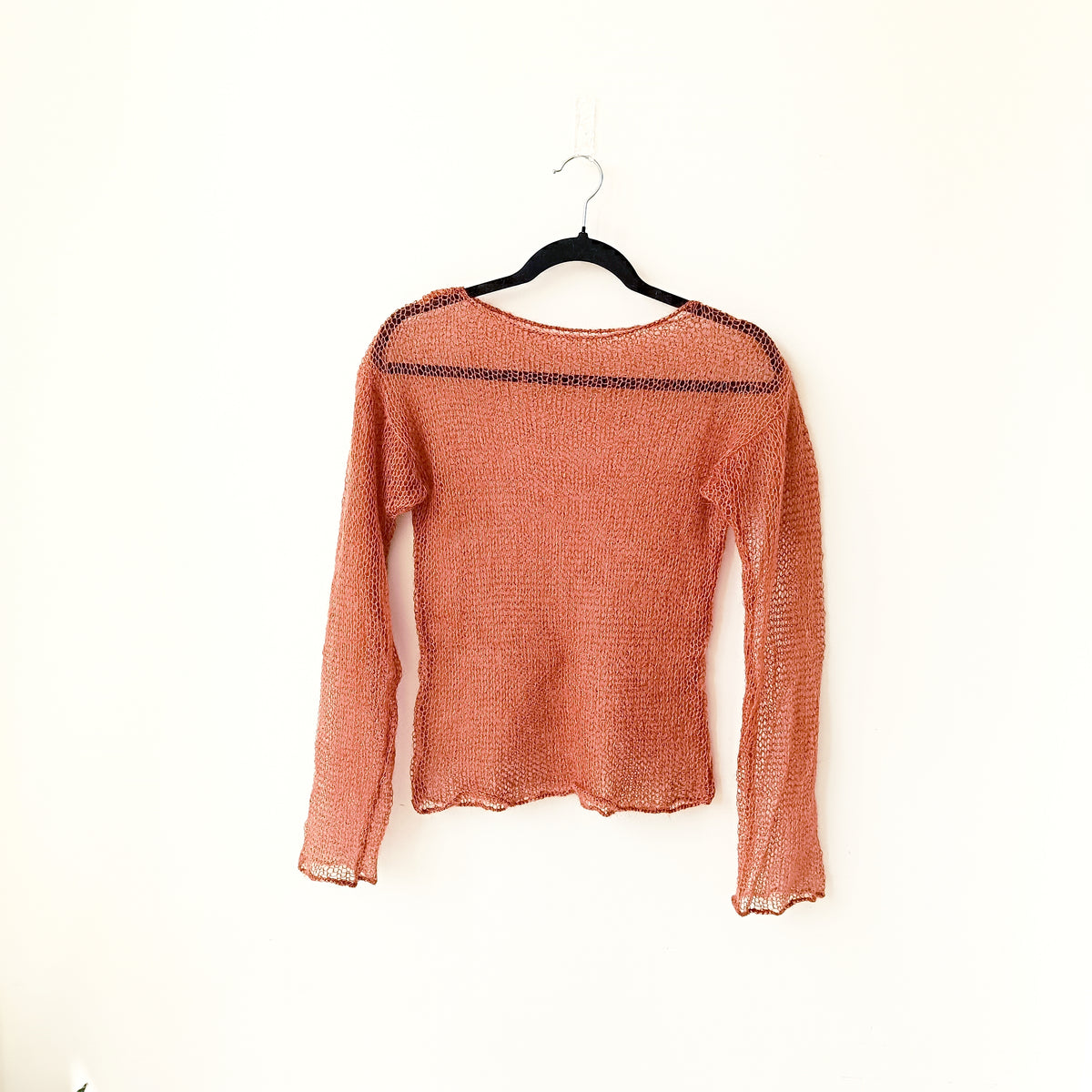 Rust brown Mohair Silk Sweater: Sheer Knit Top