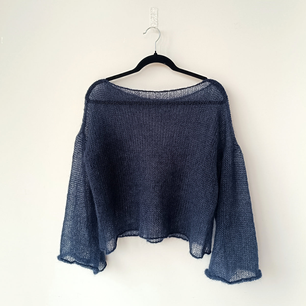 Short Mohair Silk Sweater with Bell Sleeves