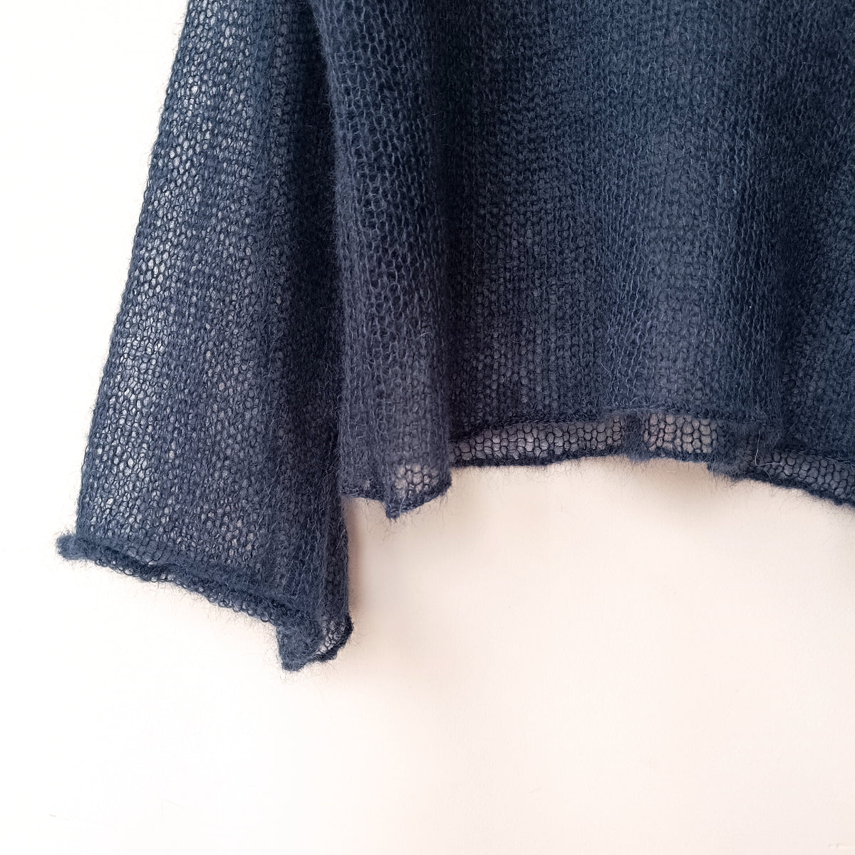 Short Mohair Silk Sweater with Bell Sleeves