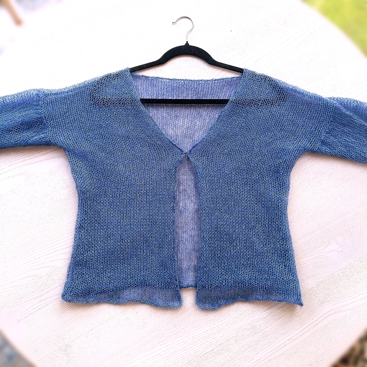 Storm Blue Cardigan : Mohair Silk, Lightweight Knit