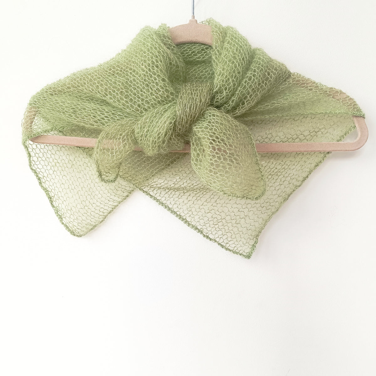 Mohair and Silk Open-Knit Square Bandana Scarf