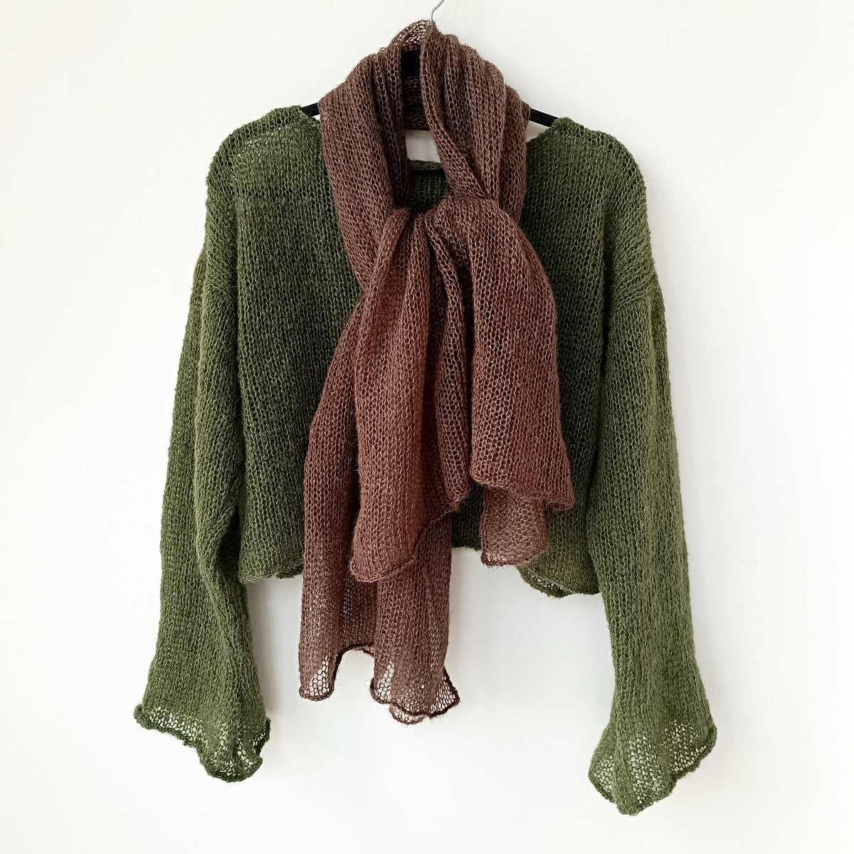 Dark Brown Mohair Silk Shawl: Lightweight Elegant Wrap