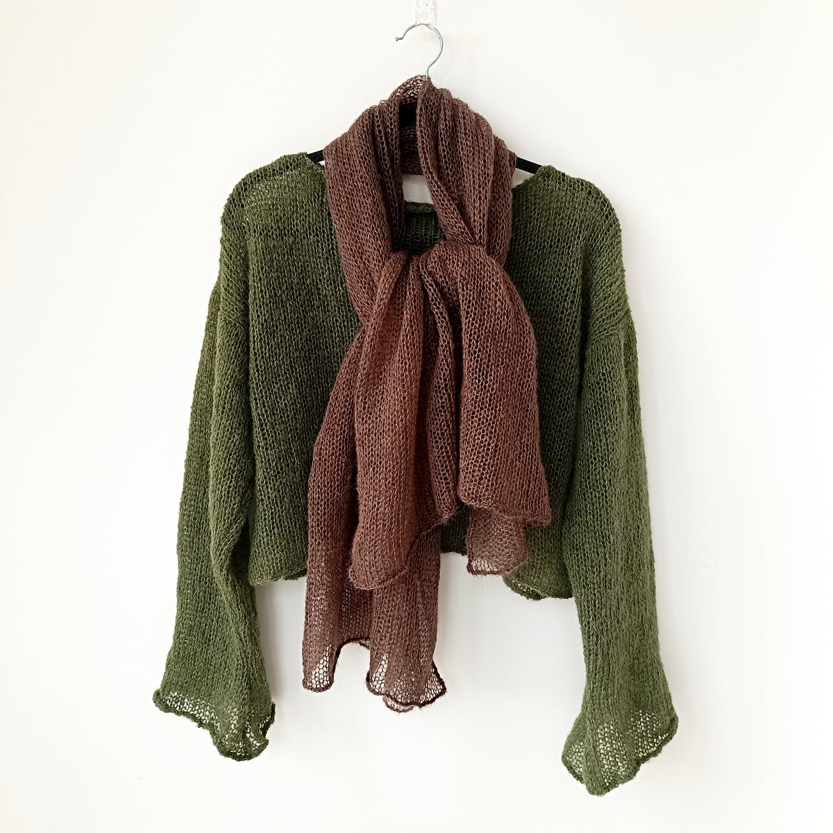 Dark Brown Mohair Silk Shawl: Lightweight Elegant Wrap