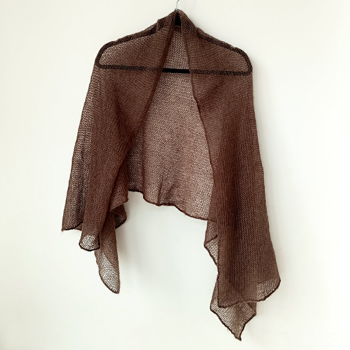 Dark Brown Mohair Silk Shawl: Lightweight Elegant Wrap