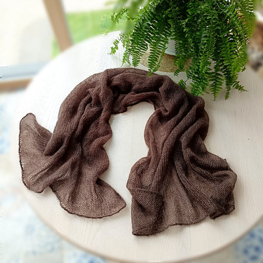 Dark Brown Mohair Silk Shawl: Lightweight Elegant Wrap