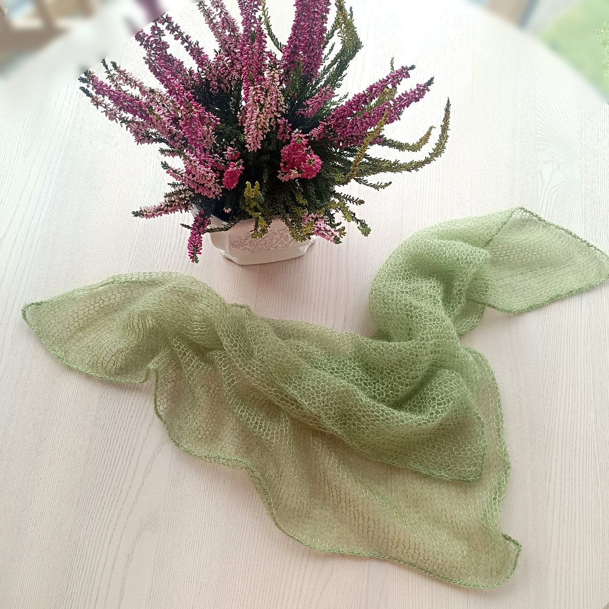 Mohair and Silk Open-Knit Square Bandana Scarf