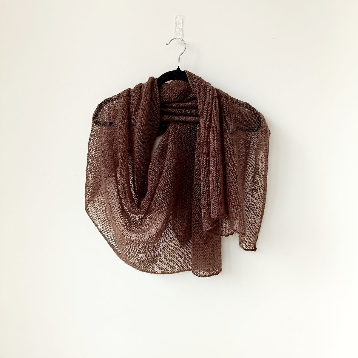 Dark Brown Mohair Silk Shawl: Lightweight Elegant Wrap