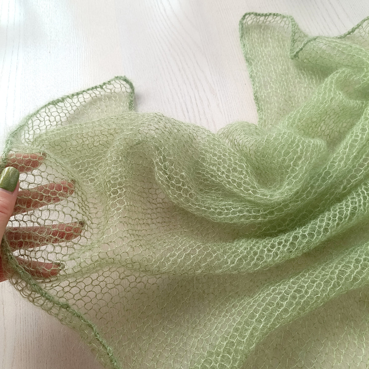Mohair and Silk Open-Knit Square Bandana Scarf