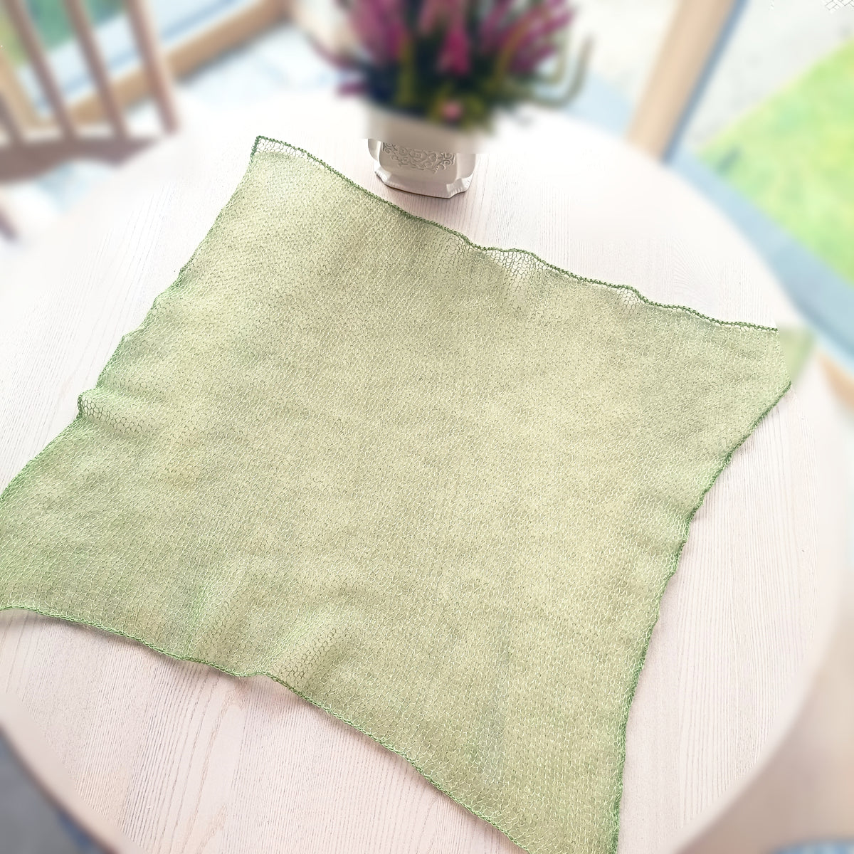 Mohair and Silk Open-Knit Square Bandana Scarf
