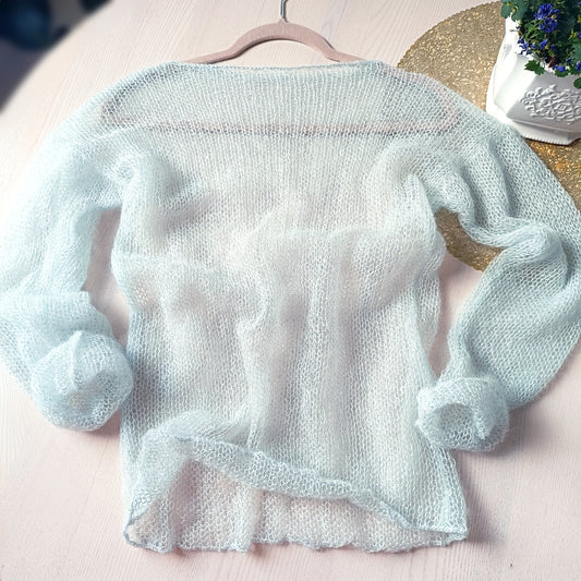 Mohair and Silk Sweater: Lightweight Sheer Knit Top