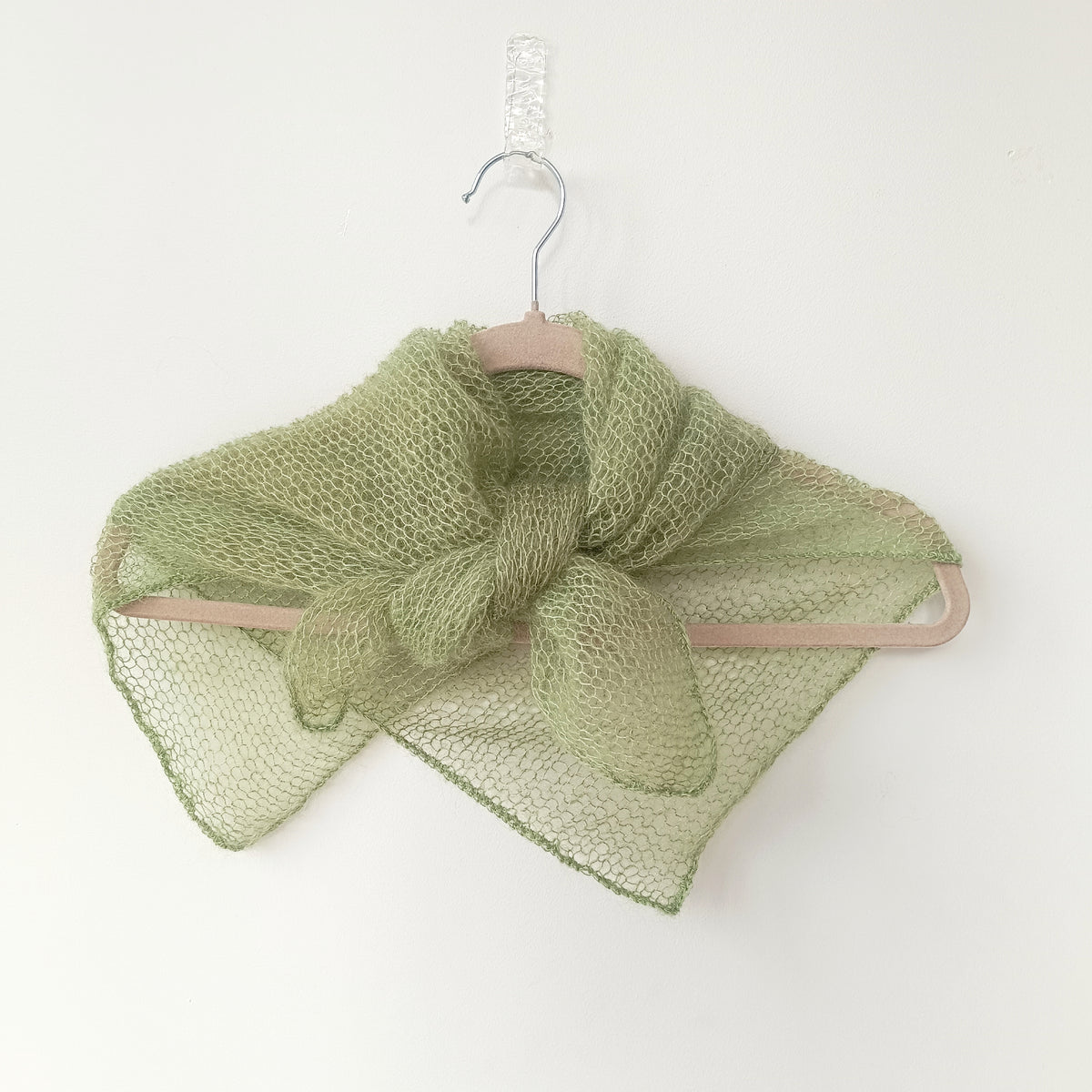 Mohair and Silk Open-Knit Square Bandana Scarf